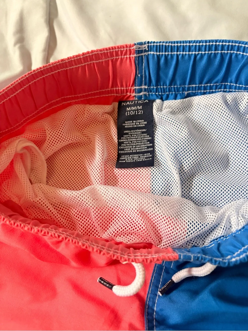 Nautica Coral and Blue Colorblock Boys' Swim Shorts